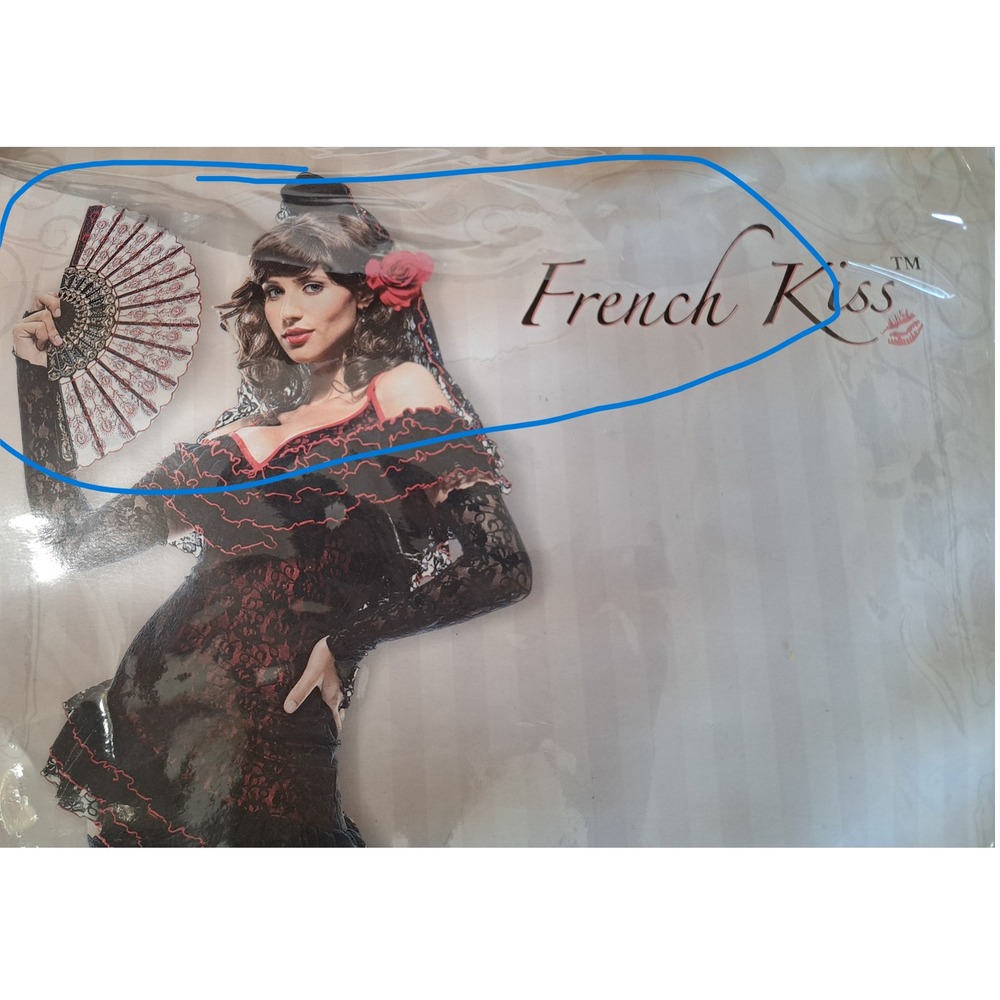 French Kiss Lady of Spain Costume Black Red Lace Dress Gloves Mantilla L 12-14 - Picture 4 of 10